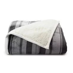 Cuddl Duds® Cozy Soft Plush to Faux Fur Throw -Cheap Home Decor Store 4380627 Charcoal Plaid