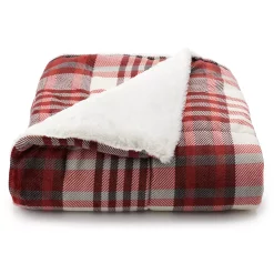 Cuddl Duds® Cozy Soft Plush to Faux Fur Throw -Cheap Home Decor Store 4380627 Dark Red Plaid