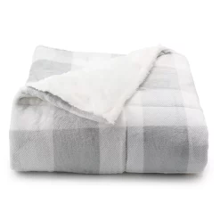 Cuddl Duds® Cozy Soft Plush to Faux Fur Throw -Cheap Home Decor Store 4380627 Gray And White Buff