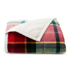 Cuddl Duds® Cozy Soft Plush to Faux Fur Throw -Cheap Home Decor Store 4380627 Red Green Plaid