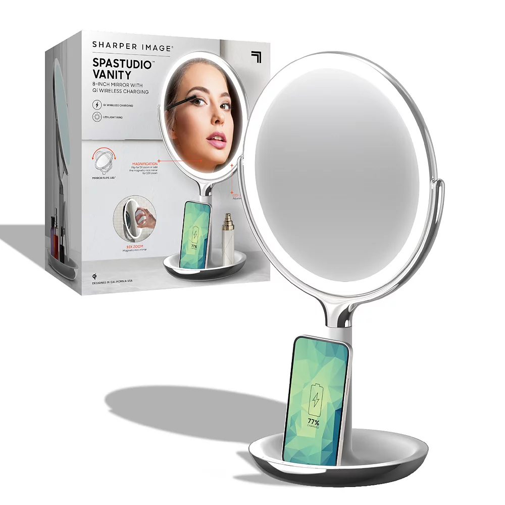 Sharper Image SpaStudio Vanity Mirror With Qi Wireless Charging 1 Sharper Image SpaStudio Vanity Mirror With Qi Wireless Charging