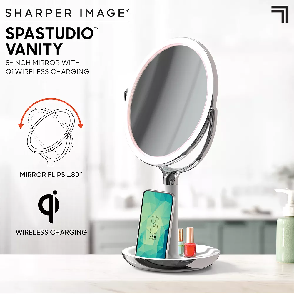 Sharper Image SpaStudio Vanity Mirror With Qi Wireless Charging 2 Sharper Image SpaStudio Vanity Mirror With Qi Wireless Charging - Image 2