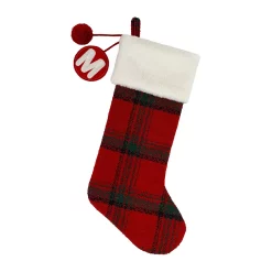 St. Nicholas Square® Plaid Monogram Christmas Stocking -Cheap Home Decor Store 5674264 M
