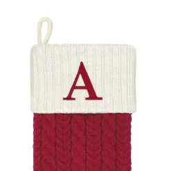 St. Nicholas Square® Large Red Knit Monogram Stocking -Cheap Home Decor Store 5675313 ALT2