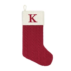 St. Nicholas Square® Large Red Knit Monogram Stocking -Cheap Home Decor Store 5675313 K