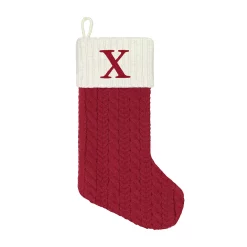St. Nicholas Square® Large Red Knit Monogram Stocking -Cheap Home Decor Store 5675313 X