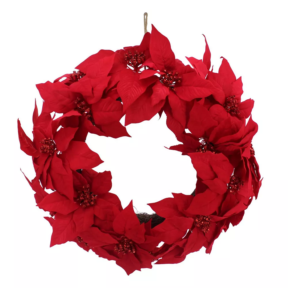 St. Nicholas Square® Artificial Red Poinsettia Wreath 1 St. Nicholas Square® Artificial Red Poinsettia Wreath