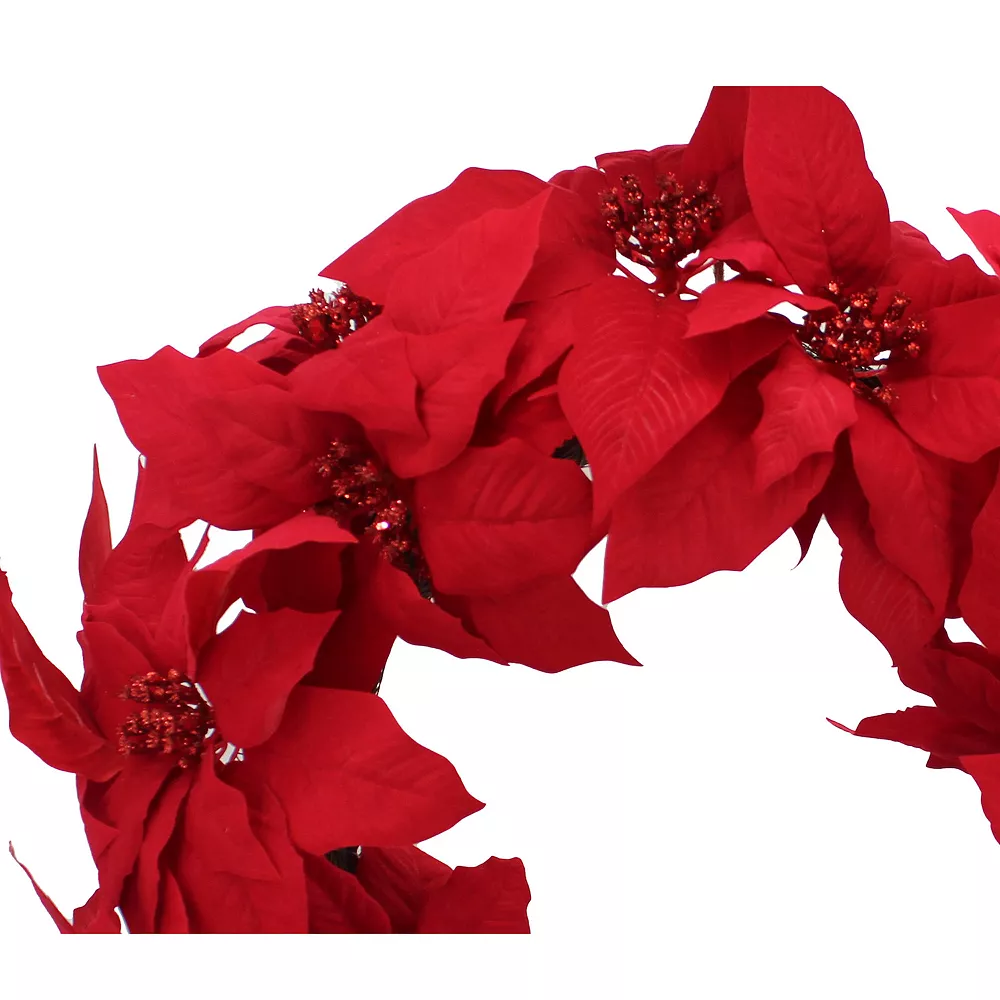 St. Nicholas Square® Artificial Red Poinsettia Wreath 3 St. Nicholas Square® Artificial Red Poinsettia Wreath - Image 3
