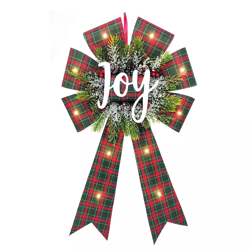St. Nicholas Square® LED Joy Burlap Bow 1 St. Nicholas Square® LED Joy Burlap Bow