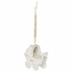 Hallmark Baby's First Christmas Pram Porcelain 2022 Hallmark Keepsake Christmas Ornament